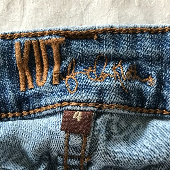 Kut from the Kloth Jeans Women Size 4 Blue Denim Raw Cuff Mid Rise Medium Wash - Picture 3 of 9